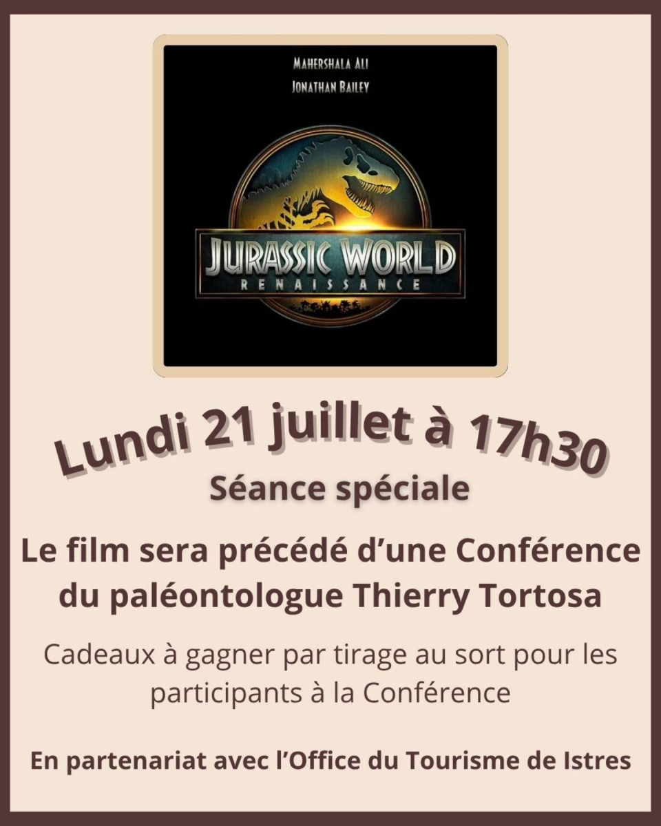 Conférence : Jurassic World, de la fiction à la réalité - suivie du film au cinéma_Istres