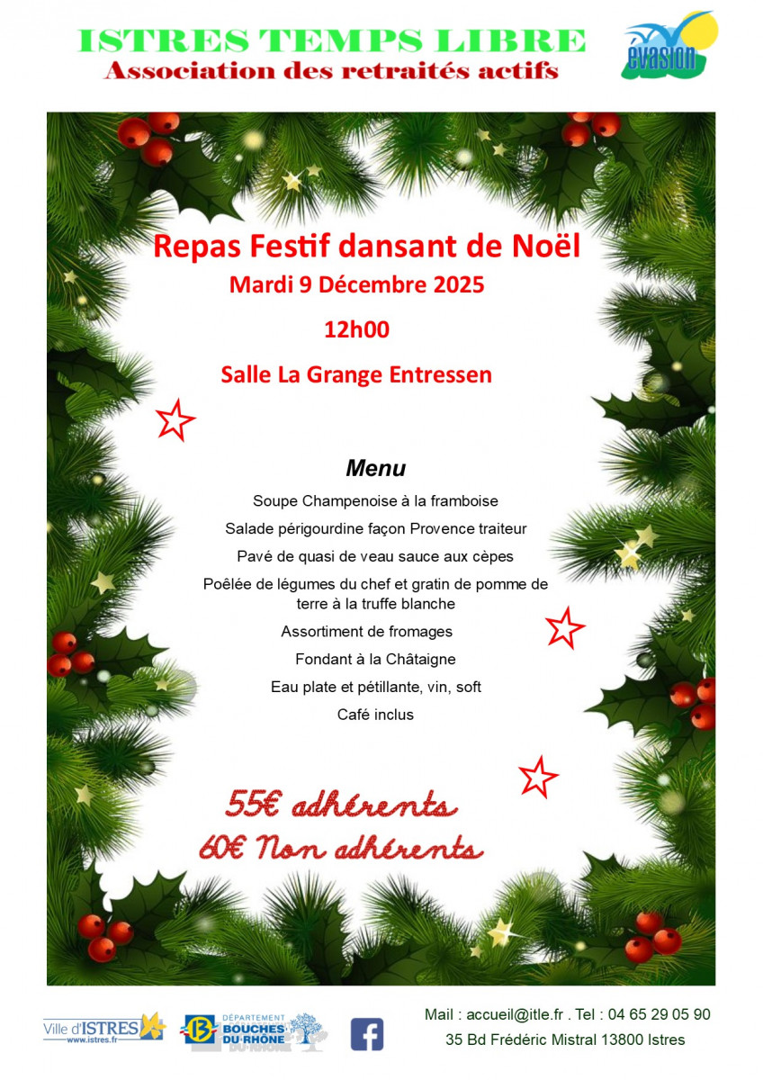 Repas festif de Noël avec Istres Temps Libre_Istres Repas festif de Noël avec Istres Temps Libre_Istres
