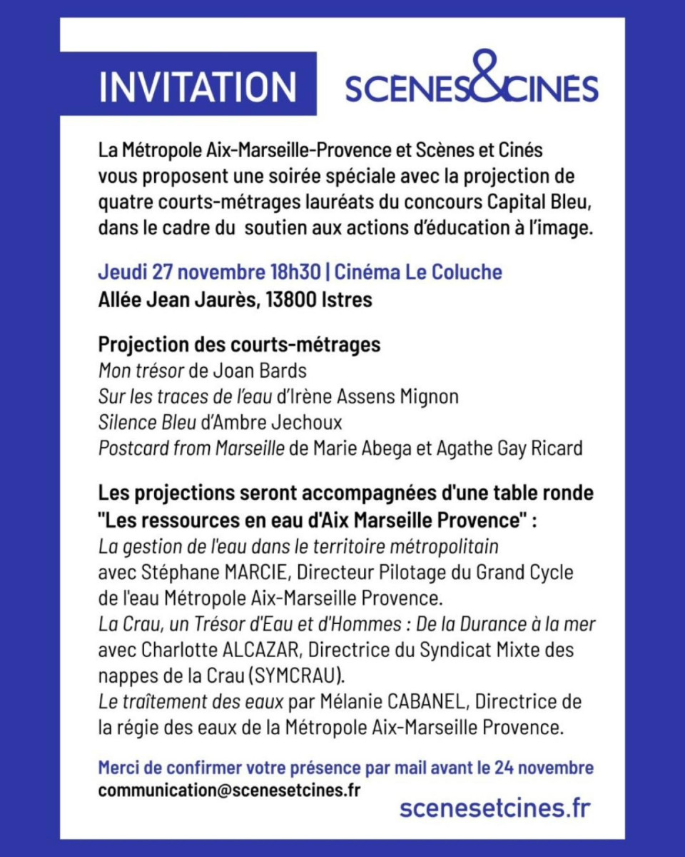 Soirée de projection des courts métrages , lauréats du concours Capital Bleu_Istres