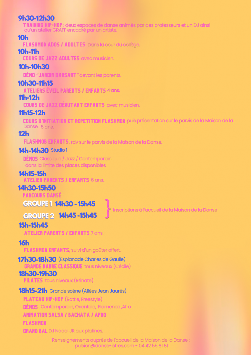 programme de la journée de la danse du 29 avril