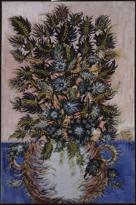 Séraphine de Senlis, Bouquets de mimosas, huile sur toile, 145 x 97 cm, Musée du Vieux Château, Laval. cc GrandPalaisRmn - Michèle Bellot