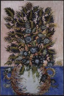 Séraphine de Senlis, Bouquets de mimosas, huile sur toile, 145 x 97 cm, Musée du Vieux Château, Laval. cc GrandPalaisRmn - Michèle Bellot