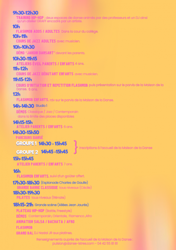 programme de la journée de la danse du 29 avril